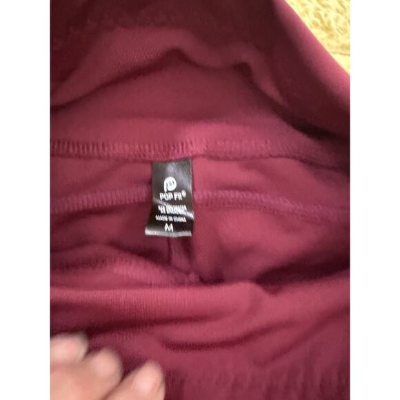 Women’s Burgundy Wine Maroon Flared Leg Popped Leggings Active Athletic Medium - Picture 3 of 9